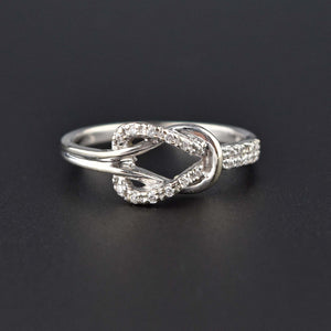 Vintage 14K White Gold Love Knot Diamond Ring - Boylerpf