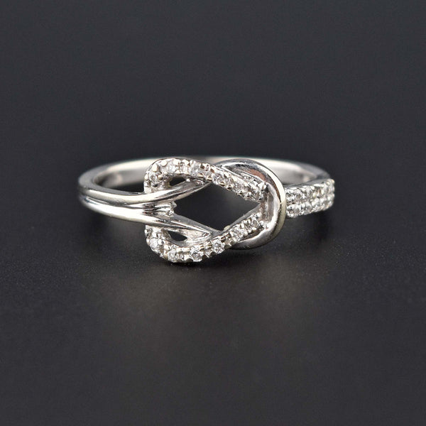 Vintage 14K White Gold Love Knot Diamond Ring - Boylerpf