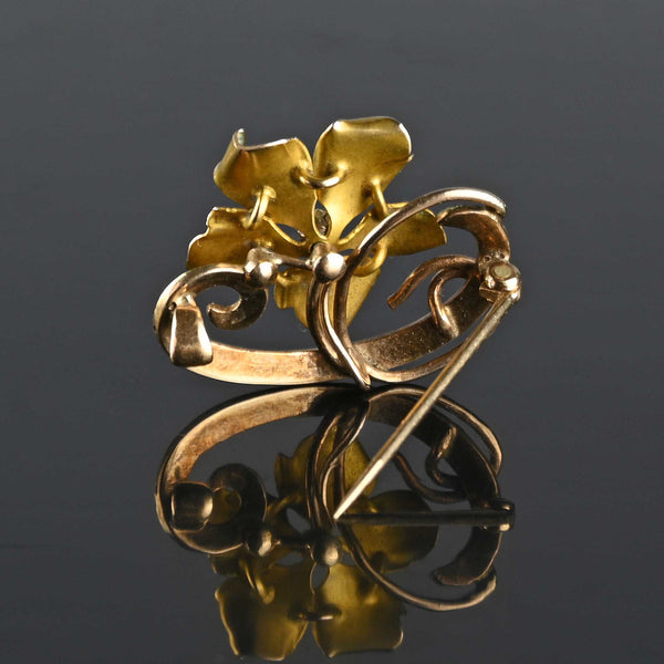 Art Nouveau Diamond Enamel Pansy Brooch Pin - Boylerpf