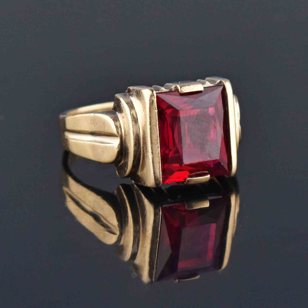 1.19 Carat Mens Ruby Ring in 14K Yellow Gold | 1950s Vintage Mans Ruby Ring  Design — Antique Jewelry Mall