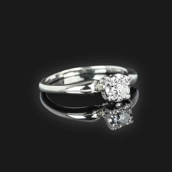Estate Jabel Diamond Solitaire Ring in 18K White Gold - Boylerpf