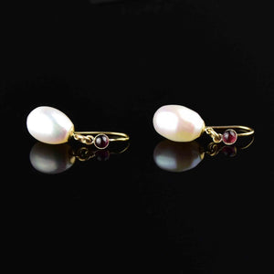 Vintage Gold Amethyst Pearl Drop Earrings - Boylerpf