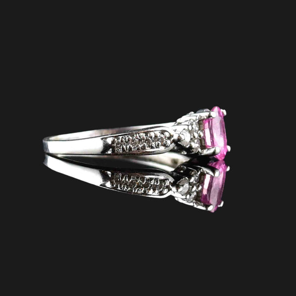 14K White Gold Pink Sapphire Diamond Ring - Boylerpf