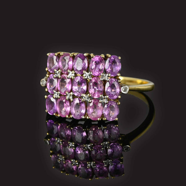 Diamond Pink Sapphire Ring, Checkerboard Style - Boylerpf