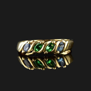 Vintage 10K Gold Four Stone Topaz Emerald Ring - Boylerpf
