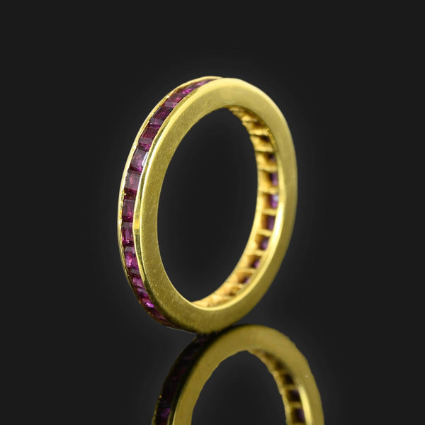 Vintage 18K Gold Ruby Eternity Band Ring - Boylerpf