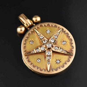 Exceptional Antique Victorian 14K Gold Diamond Star Locket - Boylerpf