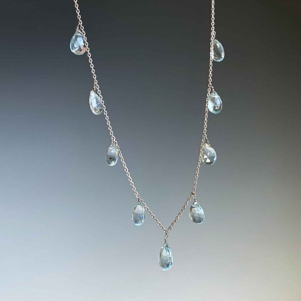 Antique Aquamarine Briolette Fringe Necklace - Boylerpf
