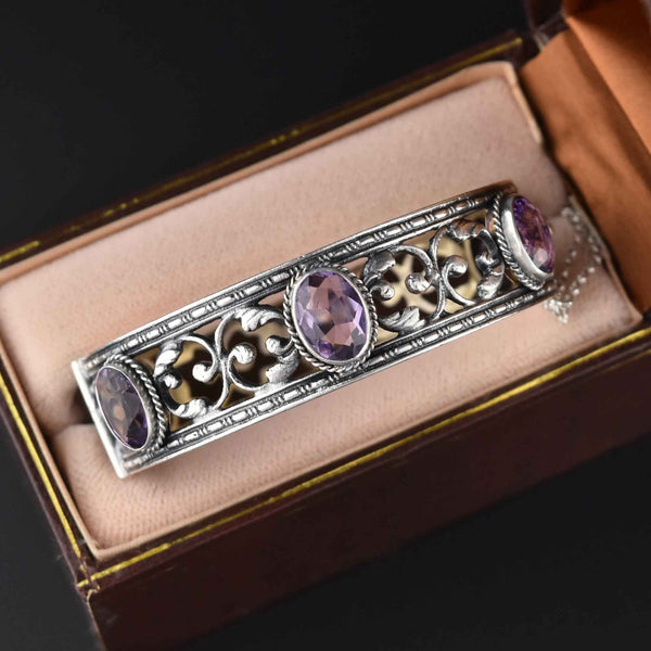 Art Deco Silver Amethyst Peruzzi Bracelet - Boylerpf