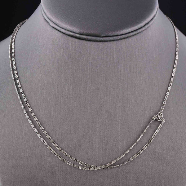 Vintage Art Deco Y Chain Sterling Silver Necklace - Boylerpf