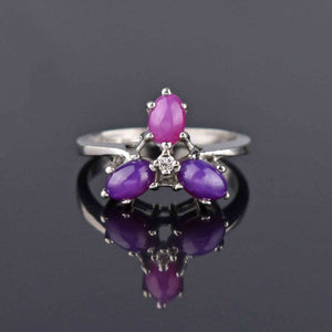 Vintage Diamond Ruby and Purple Star Sapphire Ring in White Gold - Boylerpf