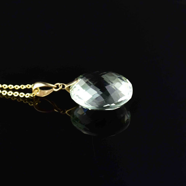 Vintage 14K Gold Green Quartz Pendant Necklace - Boylerpf