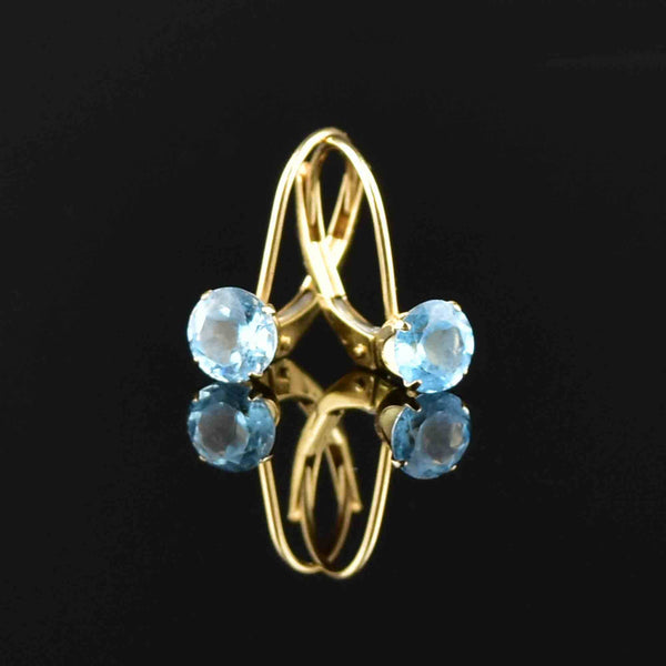 Vintage 10K Gold Blue Topaz Earrings - Boylerpf