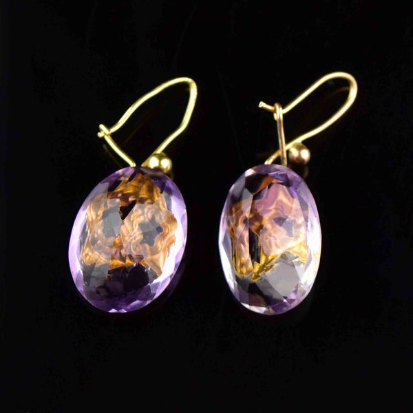 Gold Amethyst Star Dangle Earrings - Boylerpf