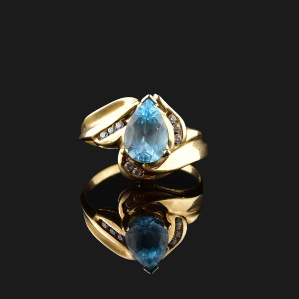 Vintage 10K Gold Topaz Quartz Statement Ring - Boylerpf