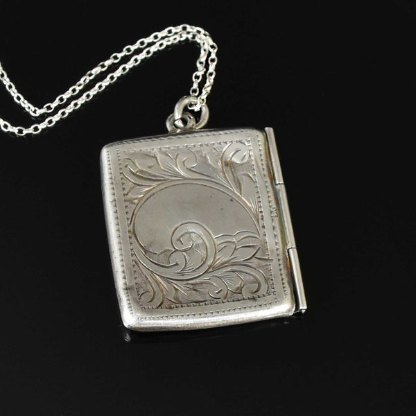 Vintage Silver Stamp Holder Pendant Necklace - Boylerpf