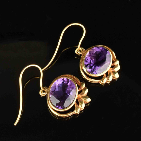 Victorian Style Gold Amethyst Dangle Earrings - Boylerpf