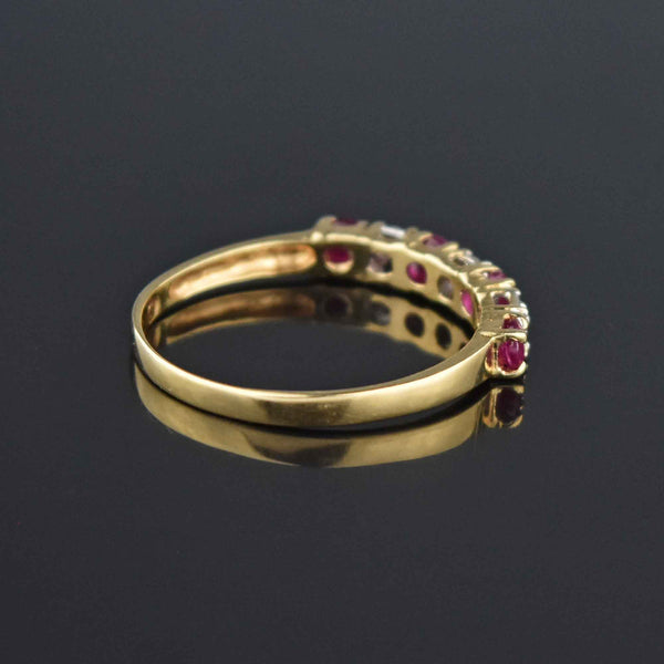 Vintage Diamond Ruby Gold Half Eternity Ring - Boylerpf