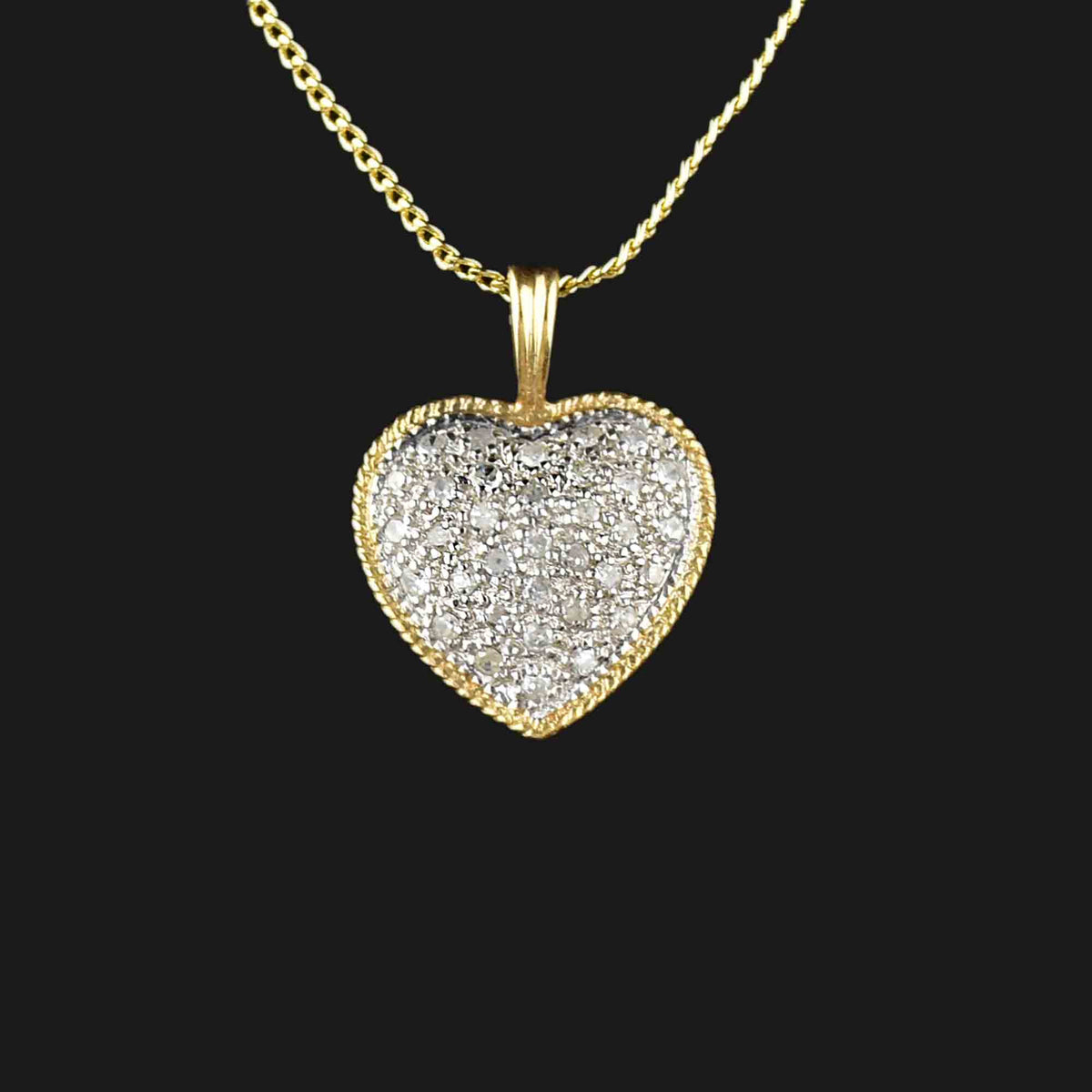 Vintage 10K Gold Diamond Heart Pendant Necklace – Boylerpf