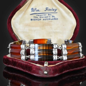Antique Victorian Scottish Banded Agate Bracelet - Boylerpf