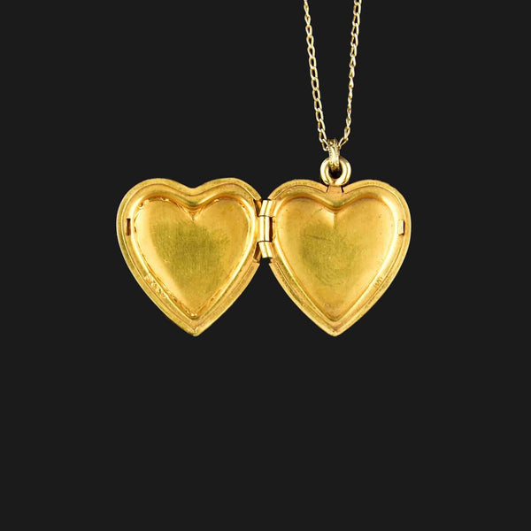 Vintage 10K Yellow and Rose Gold Heart Locket Necklace - Boylerpf