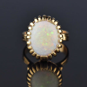 Heavy 14K Gold Large Opal Cabochon Cocktail Ring - Boylerpf