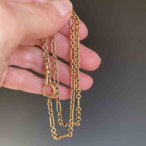 Antique Fancy Link 14K Gold Chain Necklace, 40.9 gms – Boylerpf