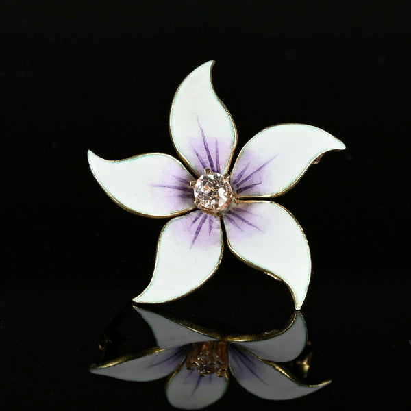 Enamel Violet Diamond Art Nouveau Pendant Brooch - Boylerpf