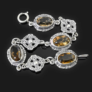 Silver Scottish Celtic Cross Citrine Bracelet - Boylerpf