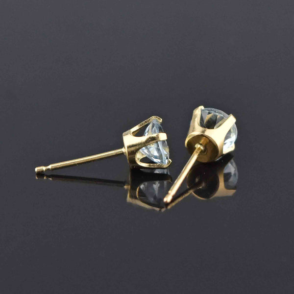 Vintage 14K Gold 1CTW Aquamarine Stud Earrings - Boylerpf