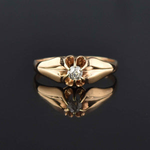 Antique European Cut Diamond 14K Gold Belcher Ring - Boylerpf