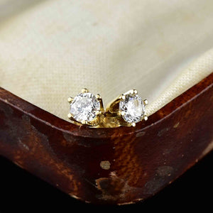 Vintage 14K Gold Diamond Stud Earrings - Boylerpf