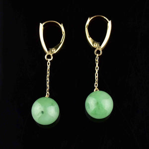 14K Gold Jade Dangle Ball Earrings - Boylerpf