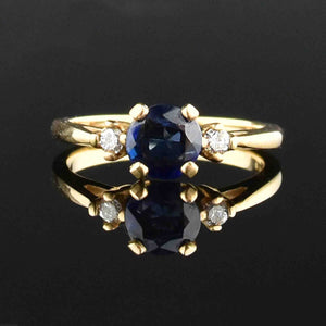 Vintage 14K Gold Diamond Sapphire Engagement Ring - Boylerpf