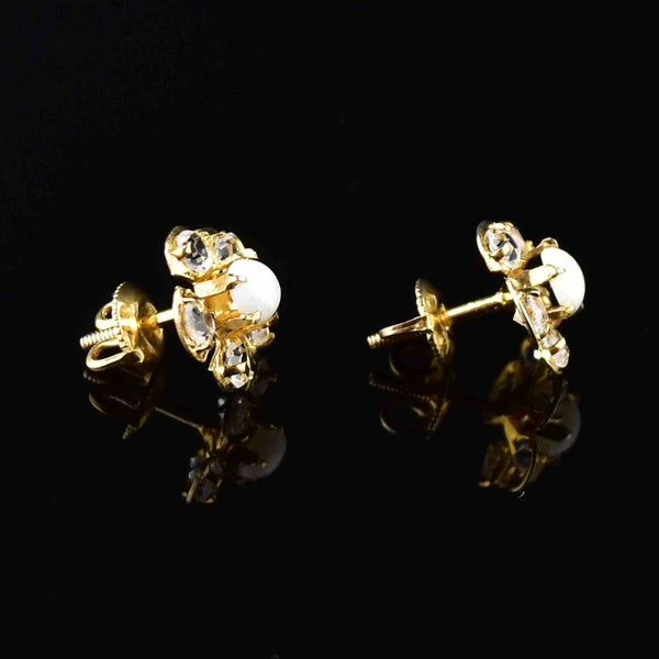 Vintage 10K Gold Opal Flower Stud Earrings - Boylerpf