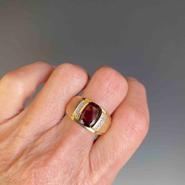 Buy Claire Jin Ethnic Red Garnet Ring Titanium Steel Unisex Lovers Couple  Rings Vintage Men Jewelry Online at desertcartINDIA