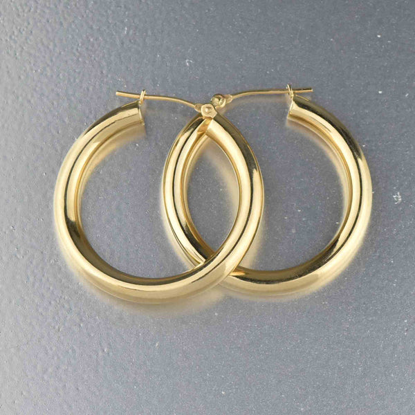 Vintage Large 10K Gold Hoop Earrings - Boylerpf