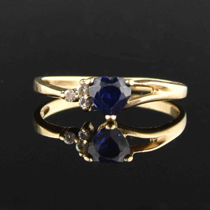 Vintage 10K Gold Sapphire Heart Engagement Ring - Boylerpf