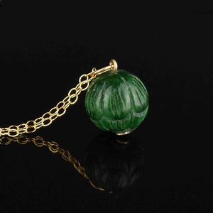 Gold Jade Flower Pod Pendant Necklace - Boylerpf