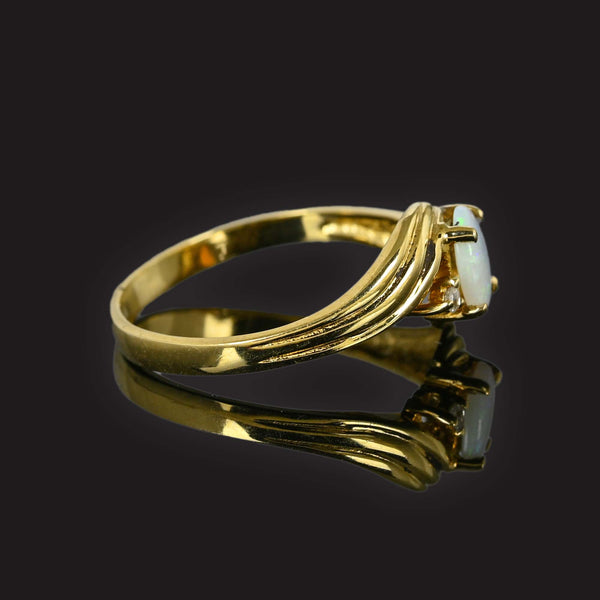 Vintage Gold Diamond Opal Ring, Bypass Style - Boylerpf