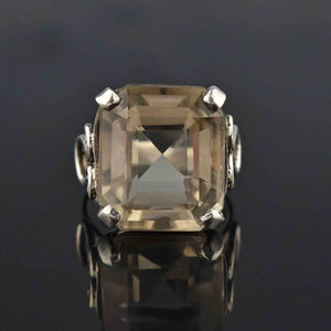 Large Silver 24 CTW Smoky Quartz Ring - Boylerpf