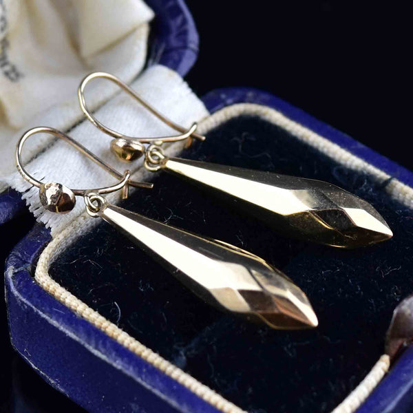 Antique Gold Faceted Victorian Dangle Earrings - Boylerpf