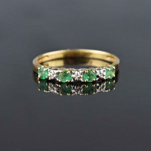 Vintage Emerald Diamond 12K Gold Band Ring Sz 7.75 - Boylerpf