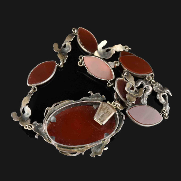 Silver Carnelian Art Deco Choker Necklace - Boylerpf