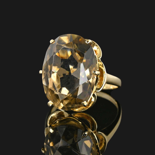 Vintage 14K Gold Smoky Quartz Ring, 10.5 Carats - Boylerpf