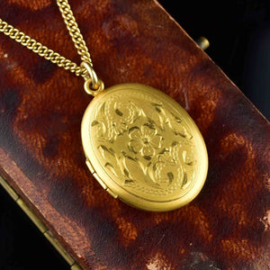 Vintage Forget Me Not Engraved Locket Necklace - Boylerpf