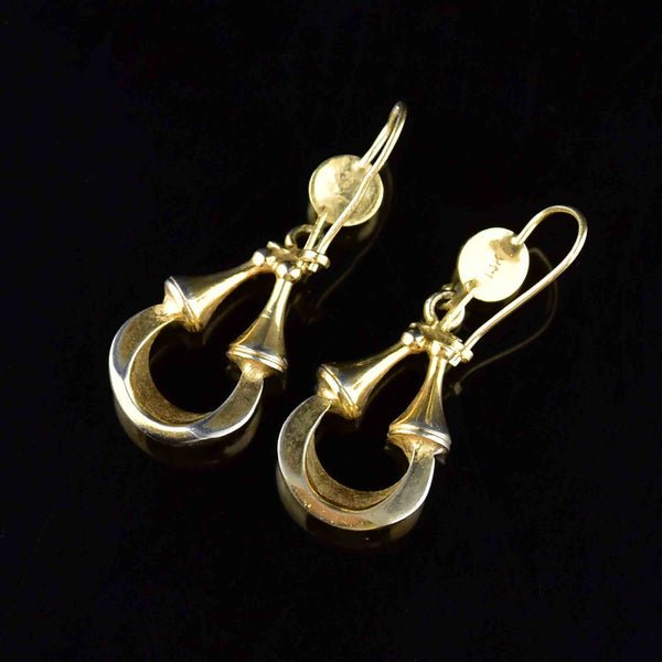 Vintage 14K Gold Wire Door Knocker Earrings - Boylerpf