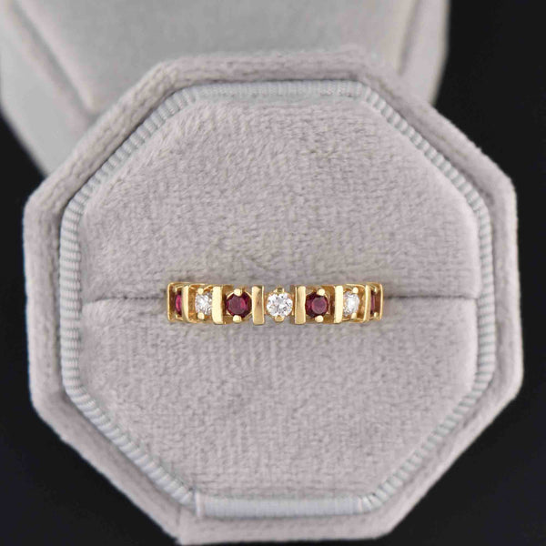 Vintage 14K Gold Half Eternity Ruby Ring - Boylerpf