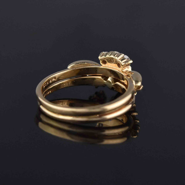 Vintage 14K Gold Pear Diamond Engagement Ring, Crown - Boylerpf
