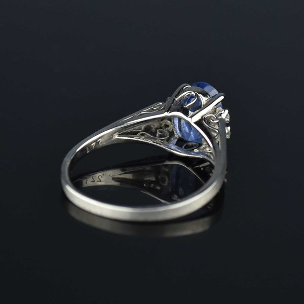 ON HOLD Vintage Platinum Diamond Natural Blue Sapphire Ring - Boylerpf